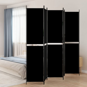 Biombo divisor de 5 paneles de tela negro 250x220 cm D