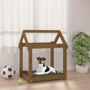 Cama para cão em madeira maciça de pinho castanho mel 61x50x70 cm D