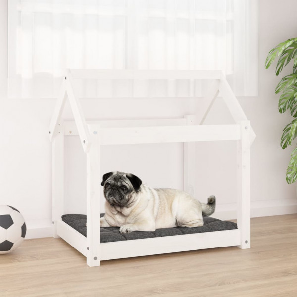 Cama para perros madera maciza de pino blanco 71x55x70 cm D