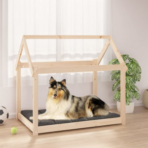 Cama de cão madeira maciça de pinho 101x70x90 cm D