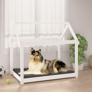 Cama de cão madeira maciça de pinho branco 101x70x90 cm D