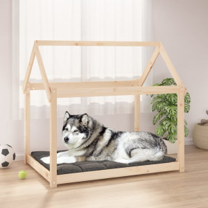 Cama para perros madera maciza de pino 111x80x100 cm D