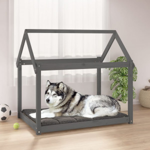 Cama para cachorro em madeira maciça de pinho cinza 111x80x100 cm D