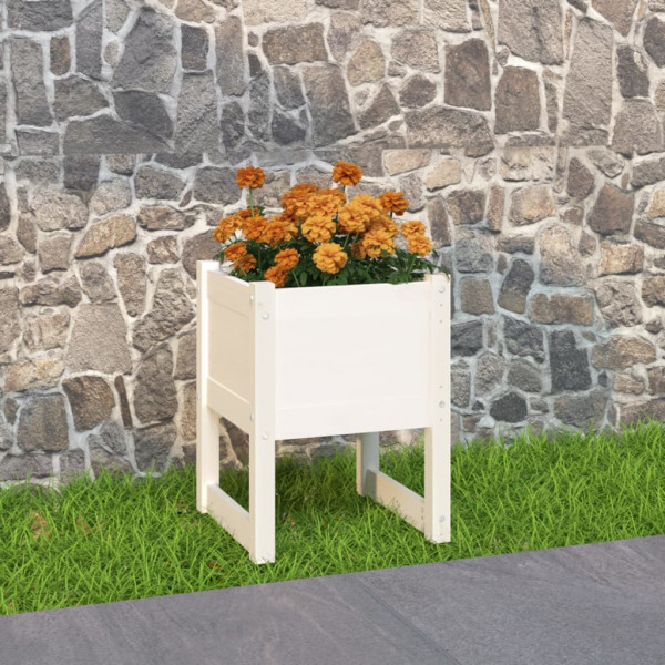 Jardinera madera maciza de pino blanco 40x40x52.5 cm D