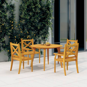 Sillas de comedor de jardín 4 uds madera maciza de acacia D