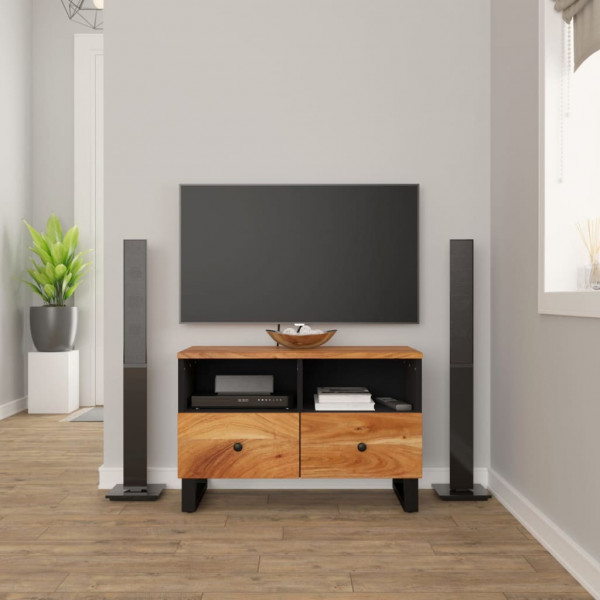 Mueble de TV madera maciza de acacia 70x33x46 cm D
