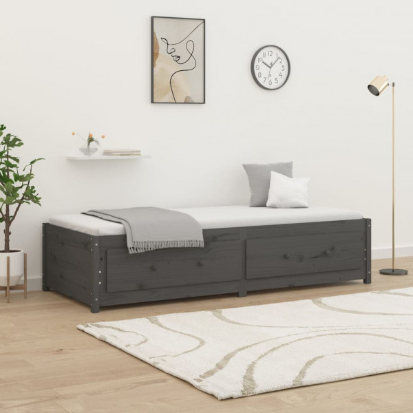 Sofá cama madeira maciça de pinho cinza 90x200 cm D