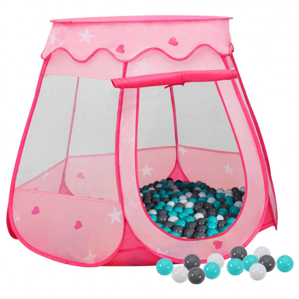 Tienda de juegos para niños con 250 bolas rosa 102x102x82 cm D