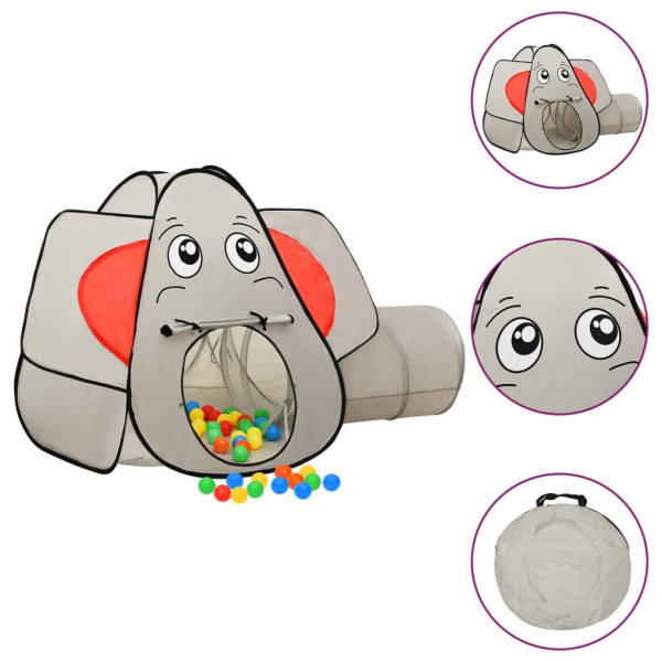 Tienda de juegos diseño de elefante 250 bolas gris 174x86x101cm D