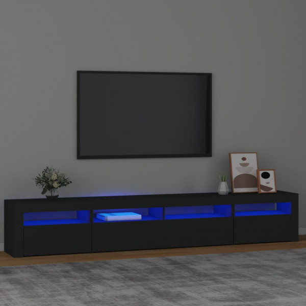Mobiliário de TV com luzes LED Preto 240x35x40 cm D