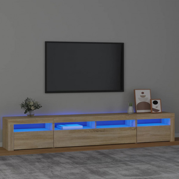 Mueble de TV con luces LED roble Sonoma 240x35x40 cm D