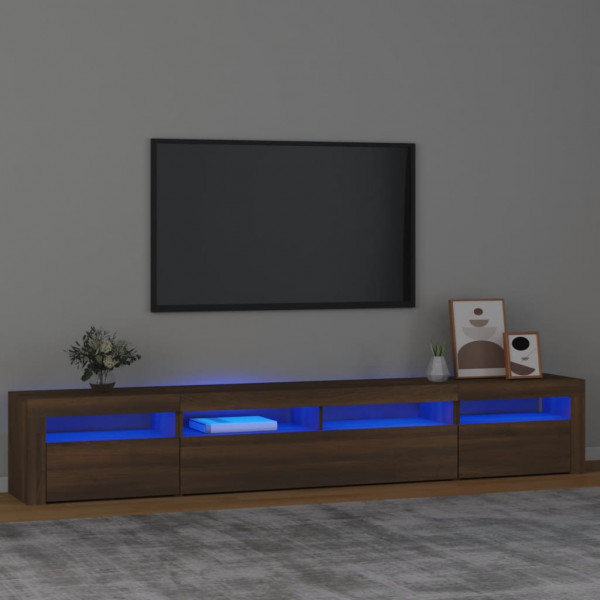 Mueble de TV con luces LED marrón roble 240x35x40 cm D