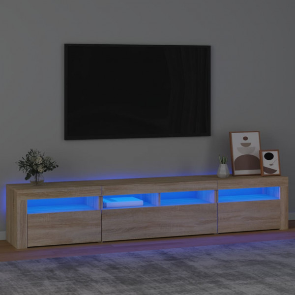 Móvel de TV com luzes LED carvalho Sonoma 210x35x40 cm D