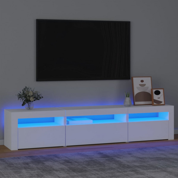 Mueble de TV con luces LED blanco 195x35x40 cm D