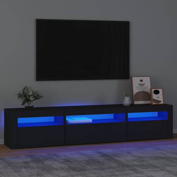 Móvel de TV com luzes LED preto 195x35x40 cm D