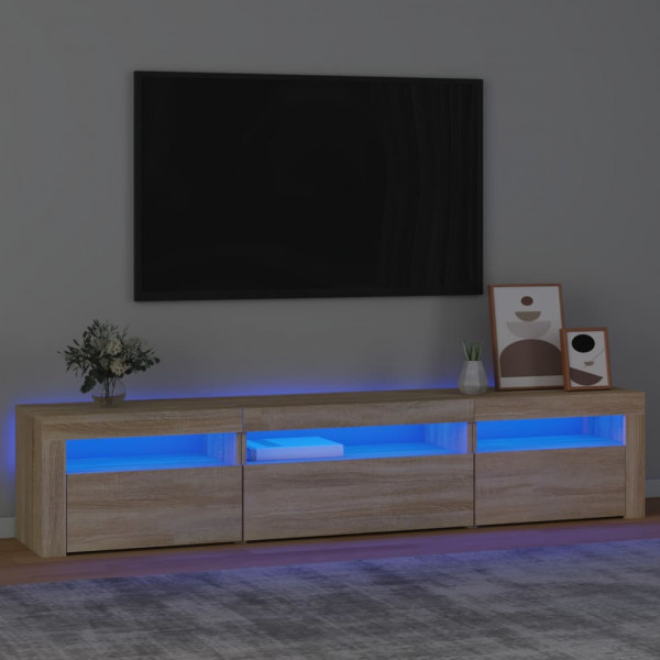 Mueble de TV con luces LED roble Sonoma 195x35x40 cm D
