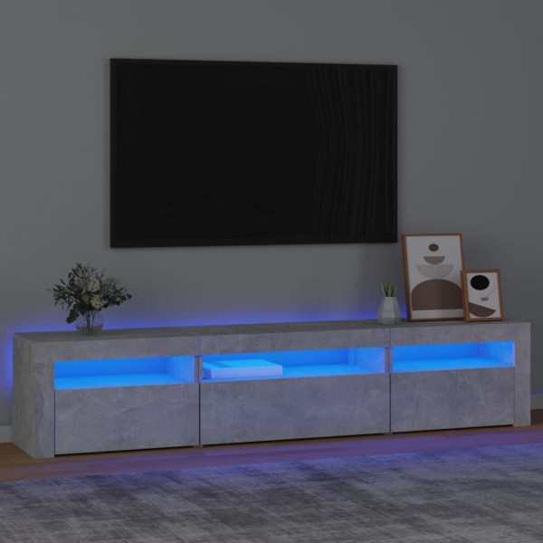 Mobiliário de televisão com luzes LED cinza 195x35x40 cm D