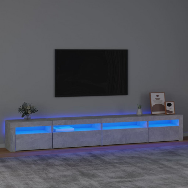 Mueble de TV con luces LED gris hormigón 270x35x40 cm D