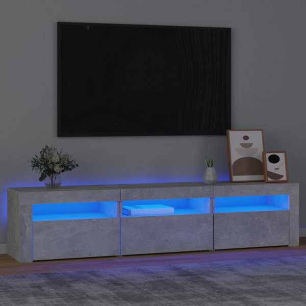 Mueble de TV con luces LED gris hormigón 180x35x40 cm D