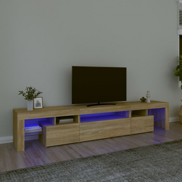 Mueble de TV con luces LED roble Sonoma 215x36.5x40 cm D
