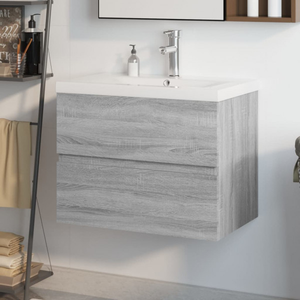 Mueble de baño con lavabo madera contrachapada gris Sonoma D