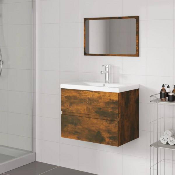 Set de muebles de baño madera contrachapada color roble ahumado D