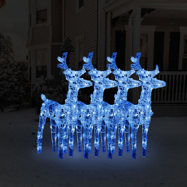 Renos de Navidad 4 unidades 160 LED azul acrílico D