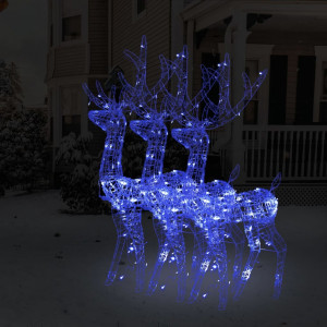 Adorno de renos de Navidad acrílico 3 uds azul 120 cm D