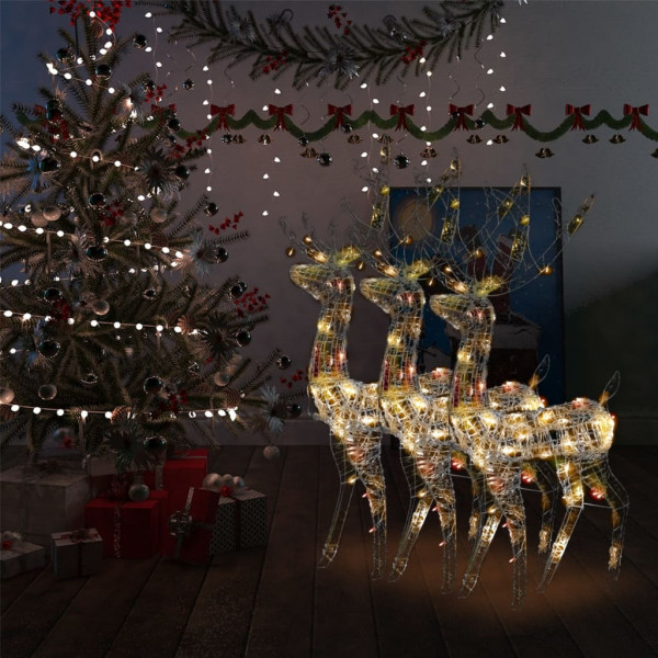 Adorno de renos de Navidad acrílico multicolor 3 uds 120 cm D