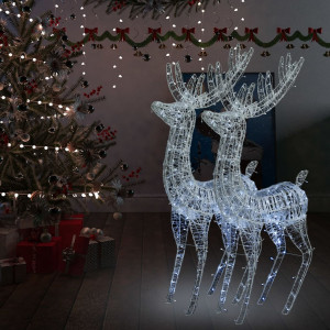 Renos de Navidad acrílico 250 LED 2 uds blanco frío 180 cm D