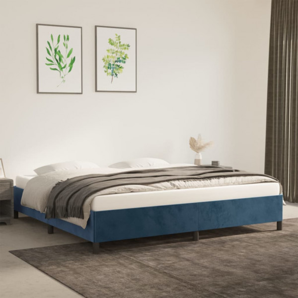 Estructura de cama de terciopelo azul 200x200 cm D