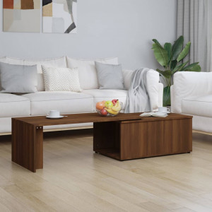 Mesa de centro madera contrachapada marrón roble 150x50x35 cm D