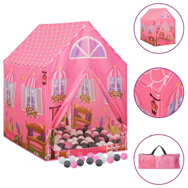 Tienda de juegos para niños con 250 bolas rosa 69x94x104 cm D