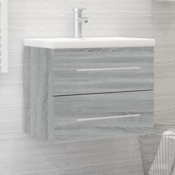 Mueble de baño con lavabo madera contrachapada gris Sonoma D