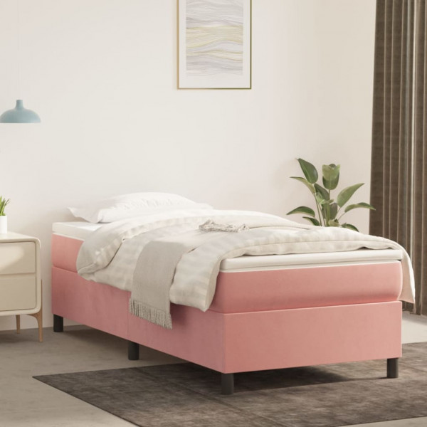 Estructura de cama box spring terciopelo rosa 90x200 cm D