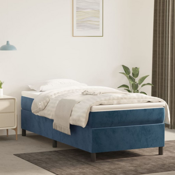 Estructura de cama box spring terciopelo azul oscuro 100x200 cm D