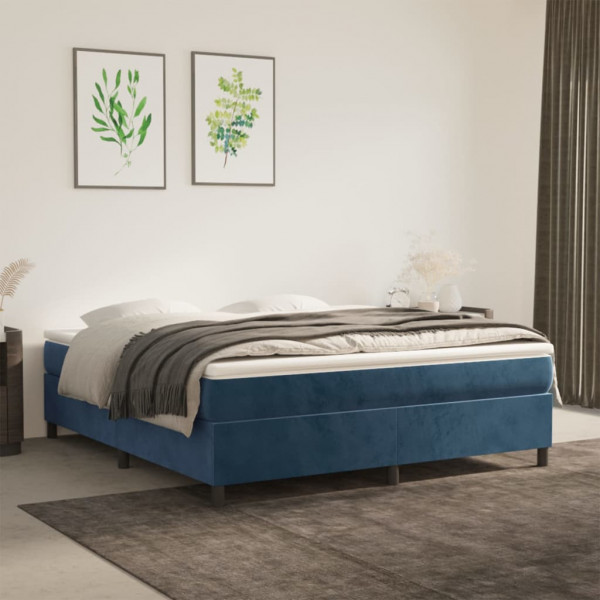 Estrutura da cama box spring veludo azul escuro 160x200 cm D