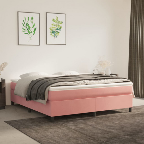 Estrutura da cama box spring veludo rosa 160x200 cm D