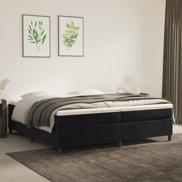 Estructura de cama box spring terciopelo negro 200x200 cm D