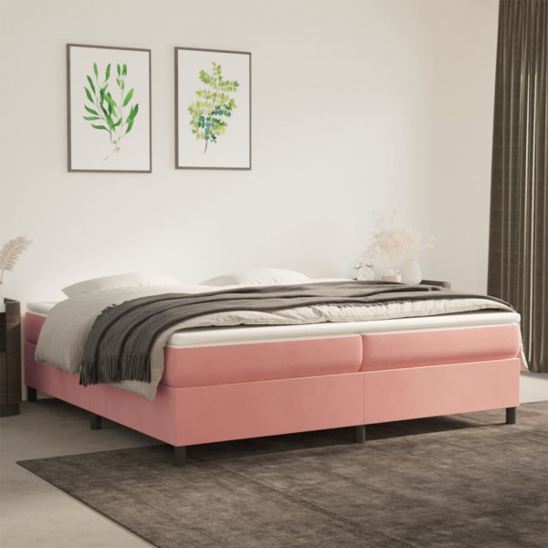 Estrutura de cama box de veludo rosa 200x200 cm D