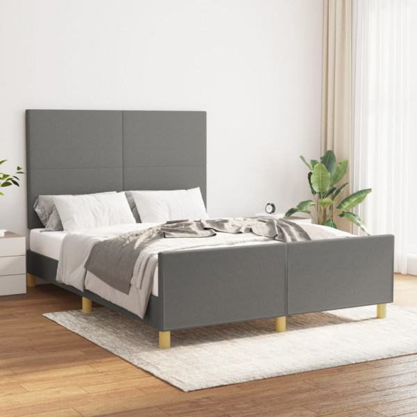 Estructura de cama con cabecero de tela gris oscuro 140x200 cm D