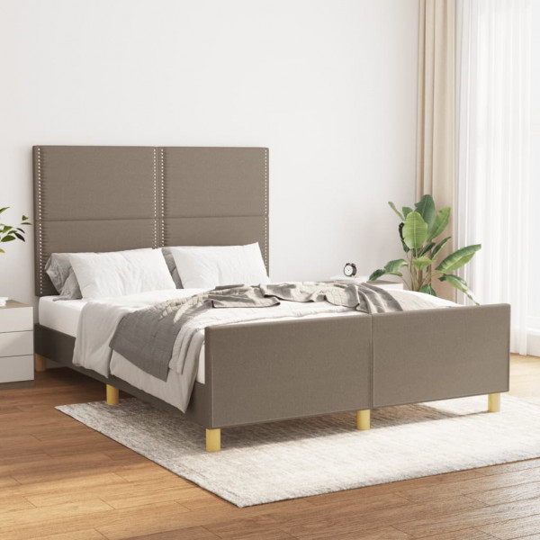 Estructura de cama con cabecero de tela gris taupe 140x200 cm D