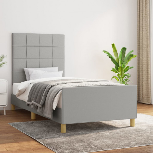 Estructura de cama con cabecero de tela gris claro 80x200 cm D