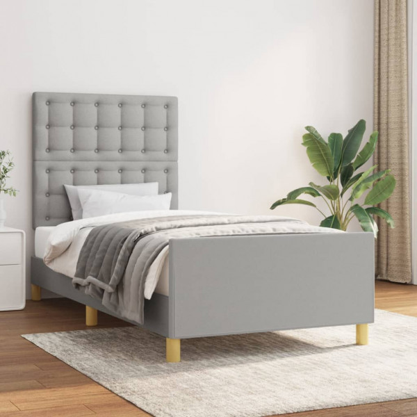 Estructura de cama con cabecero de tela gris claro 90x200 cm D