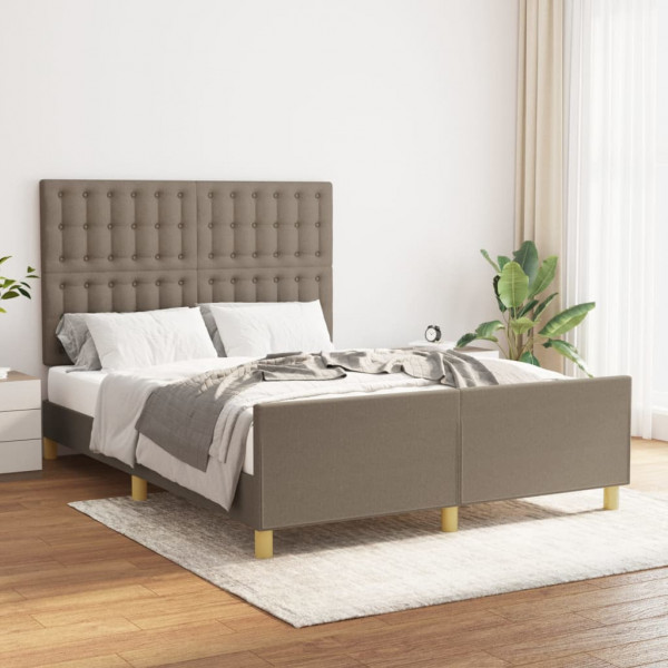 Estructura de cama con cabecero de tela gris taupe 140x200 cm D