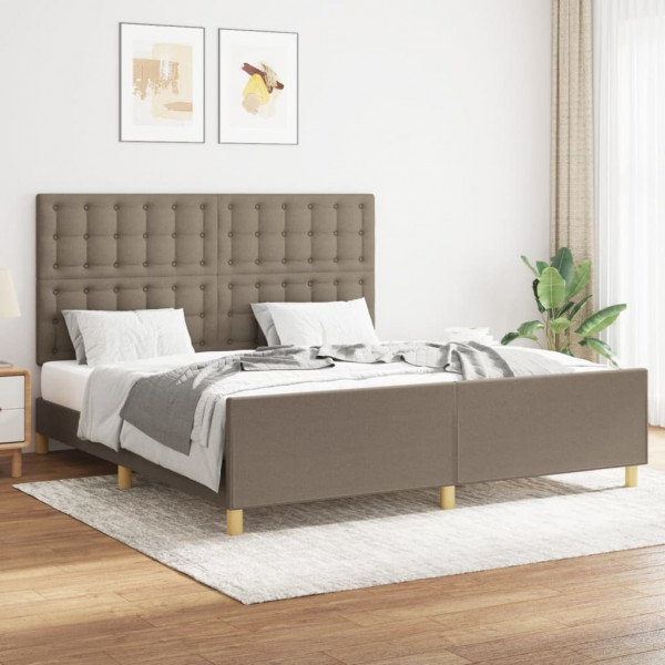 Estrutura de cama com cabeceira em tecido cinza taupe 160x200 cm D