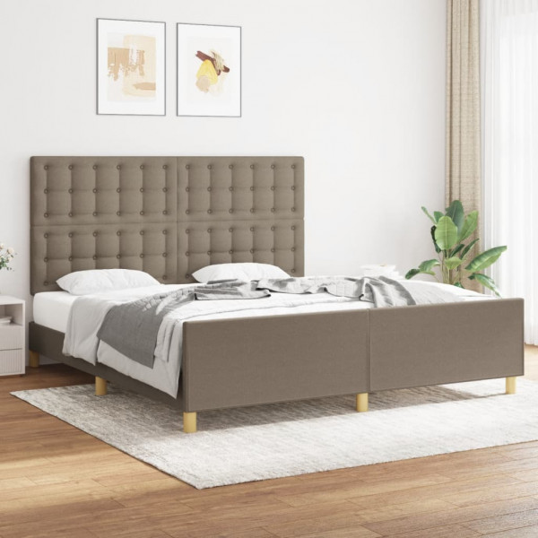 Estructura de cama con cabecero de tela gris taupe 180x200 cm D