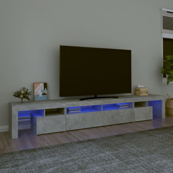 Mueble de TV con luces LED gris hormigón 260x36.5x40 cm D