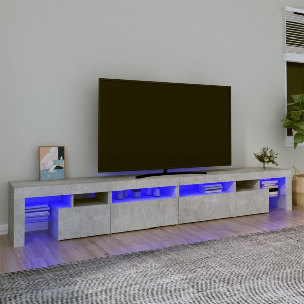 Móvel de TV com luzes LED cinza concreto 260x36,5x40 cm D