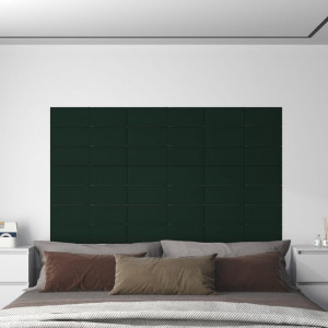 Paneles de pared 12 uds terciopelo verde oscuro 60x15 cm 1.08m² D